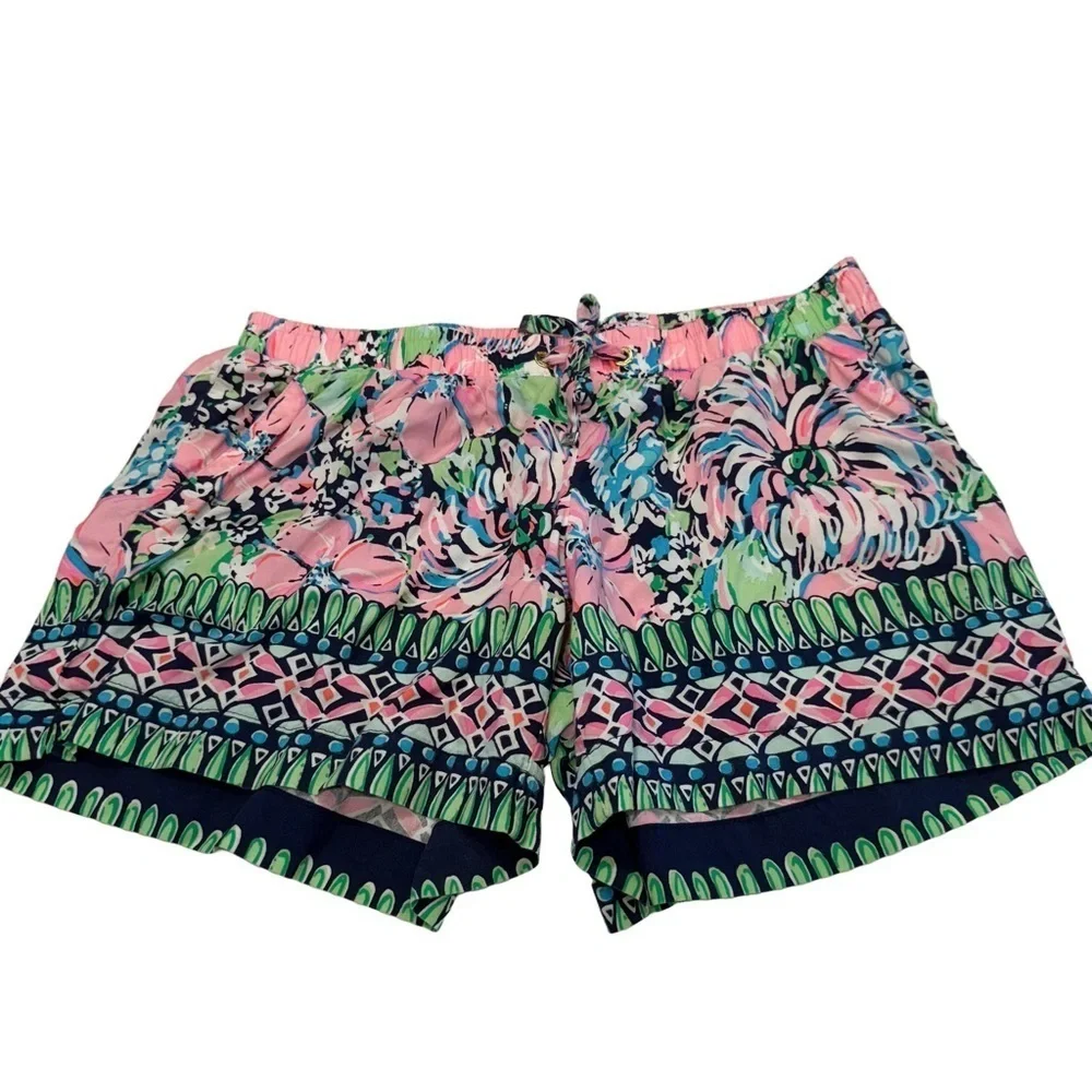 Lilly Pulitzer Katia 5” Short High Tide Navy Tall Order Engineered Sz XS